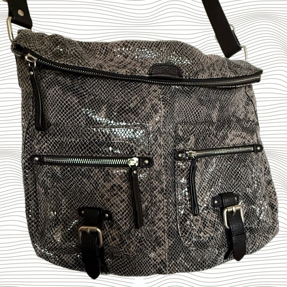 Banana Republic Gray Python Embossed Leather Adju… - image 3